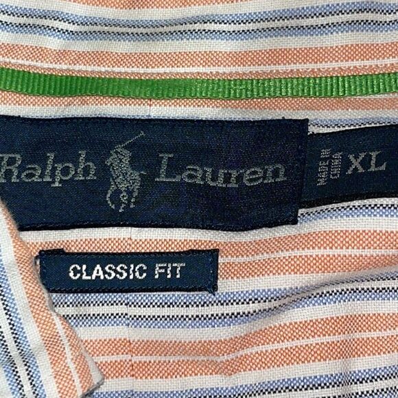 Ralph Lauren Shirt Mens Sz XL Classic Fit striped pony cotton Button Up Preppy - Picture 7 of 10